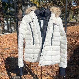 Superdry puffer jacket with removable faux fur hood